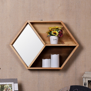 Mensola Esagonale <span class=keywords><strong>in</strong></span> <span class=keywords><strong>Legno</strong></span> <span class=keywords><strong>Massello</strong></span> per Soggiorno e Camera da Letto, Vendita Diretta dalla Fabbrica - Product Image 2