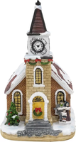 Fabricante de Adornos Navideños Personalizados, Torre del Reloj de Poliresina con LED, Pueblo Hecho a Mano, Decoración de Resina de Estilo Europeo