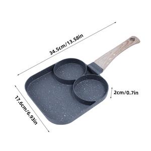 3-in-1 Die-Cast Aluminum Nonstick Egg Frying <b>Pan</b> Square 3-Section Divider <b>Pan</b> for Breakfast Cooking - Product Image 6
