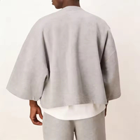 Streetwear Blank Heren Casual T-shirts Drop Shoulder Heavyweight 300gsm Katoen Grijs Oversized Boxy T-shirt