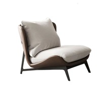 Fauteuil modulaire en velours de style nordique moderne et luxueux avec repose-pieds inclinable et pieds en bois - Meubles de salon