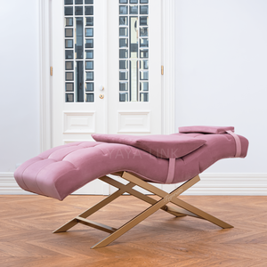 Fauteuil de salon moderne de luxe en cuir PU courbé pour extensions de cils et table de massage - Product Image 1