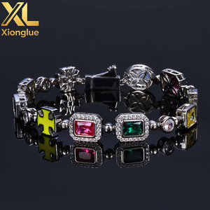 Hip Hop Luxury <b>Copper</b> Jewelry Set Iced Out Link <b>Bracelet</b> Chain Set Men Women Claw Setting - Product Image 3