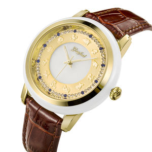 Montre de couple de luxe à cadran Zodiac, bracelet en cuir et jade Hetian, mouvement à quartz, pour homme et femme - Product Image 4