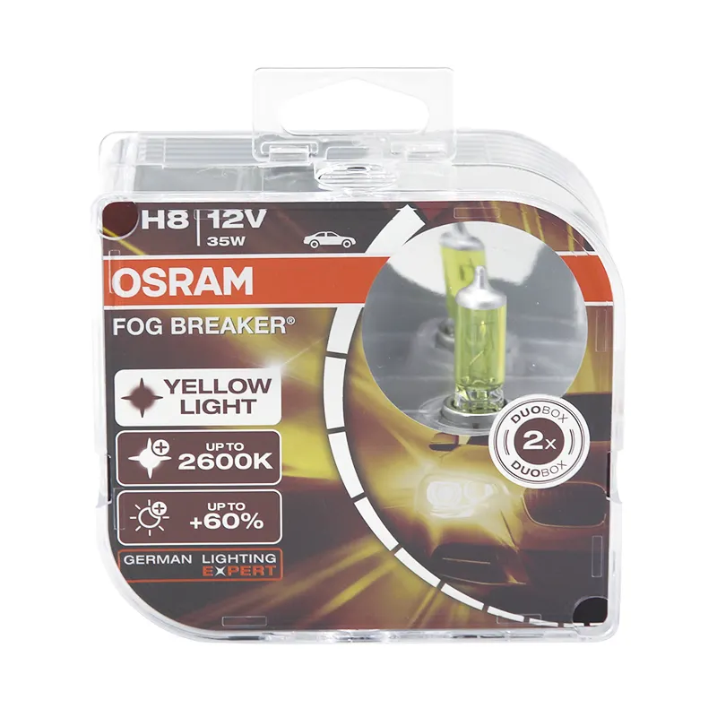 OSRAM H8 62212FBR 12V 35W nevoeiro disjuntor halogênio bulbo PGJ19-1 farol lâmpada 200% luz amarela iluminação automotiva
