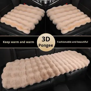 Toptan evrensel 3 parça Set kış araba koltuk minderi imitasyon tavşan kürk araba klozet kapağı kalın peluş yumuşak ve sıcak - Product Image 6