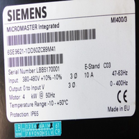 6se9621-1dd50-zc89-m41 Micromaster 440 40kw 8pv5640-0ba13 Ec03
