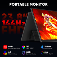 Monitor Laptop Portabel 23,8 Inci 1080P Panel IPS HDR 144Hz Ultra Tipis untuk Bisnis Logo Kustom Grosir OEM ODM Program Resale