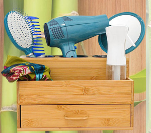 Support de rangement multifonctionnel en bambou pour sèche-cheveux, organisateur de cuisine et de salle de bain, pour maquillage et articles de toilette - Product Image 3