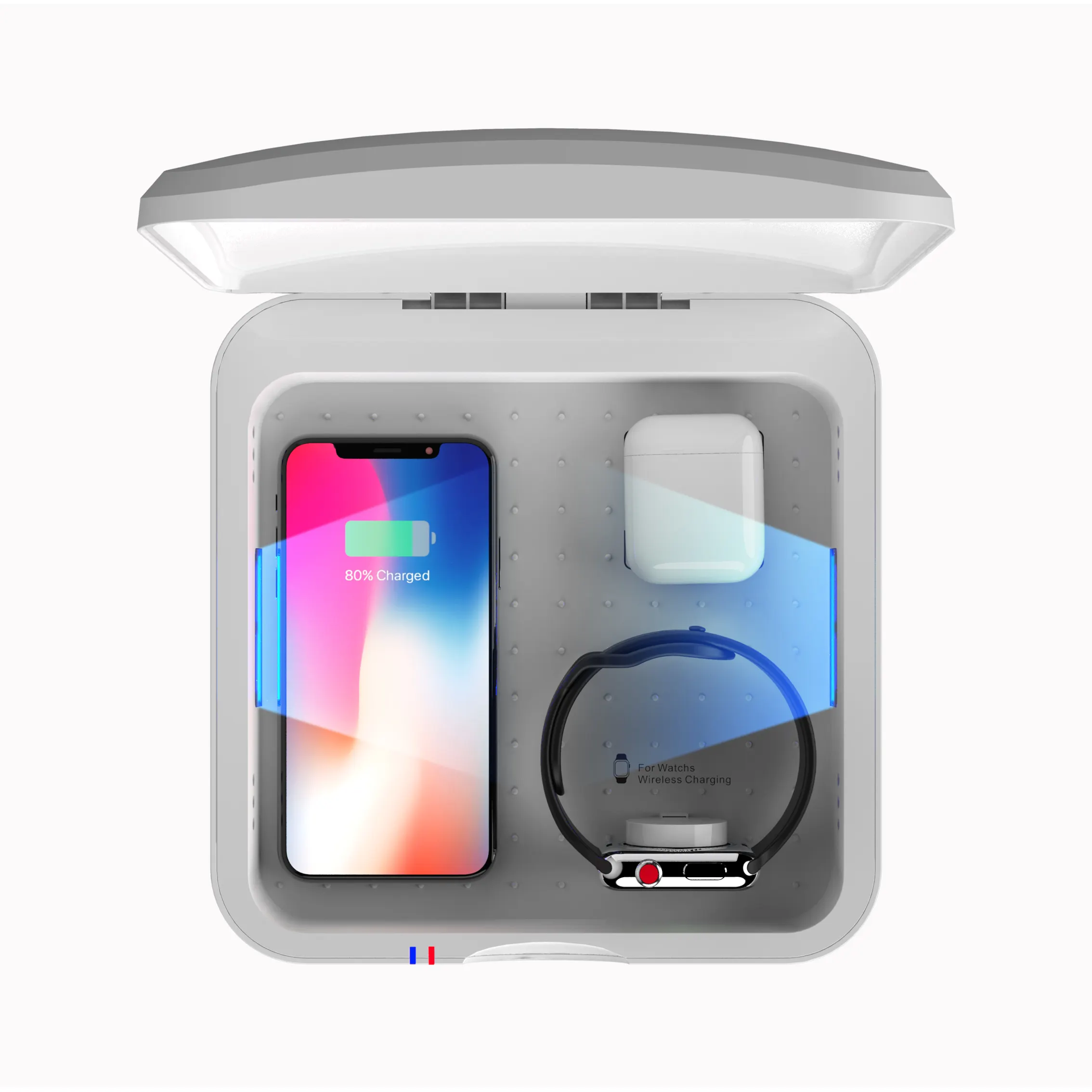 Amazon Top Seller 4 in 1 Wireless Charging charge box , qi Fast Charger Dock Stand for iPhone for Air Pods Watch