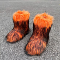 Bottes d'hiver imperméables mi-mollet pour femmes, bottes de neige moelleuses, chaussures plates d'extérieur avec semelle extérieure en plastique, confortables et chaudes