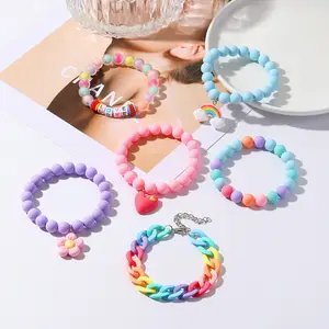 Candy Color Matte Perlen Set Herz Wolke Regenbogen Perle Charm Kit Kinder DIY Armband Zubehör