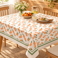Nappe à motif de fruits de pêche avec bordure verte, couverture de table à manger rectangulaire pour la cuisine, décoration de la maison, nappe lavable