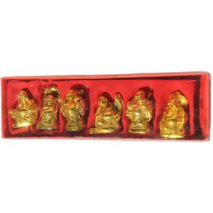 PARIJAT HANDICRAFT 6 pièces Résine Rire Bouddha Statue Collection Or Feng Shui Chance Richesse Figurines Cadeau pour Bouddha Heureux - Product Image 4
