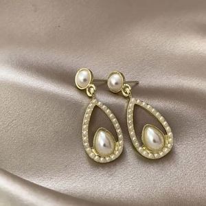 Pendientes de Perlas Retro Estilo Palacio, Pendientes Huecos en Forma de Gota de Agua, Ligeros, de Lujo, con Temperamento, Sencillos - Product Image 5