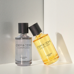 OEM Custom Yellow Gray Crimp Round <b>Perfume</b> Spray <b>Bottle</b> 50ml 100ml Empty Glass <b>Perfume</b> <b>Bottle</b> With Packaging Box - Product Image 1