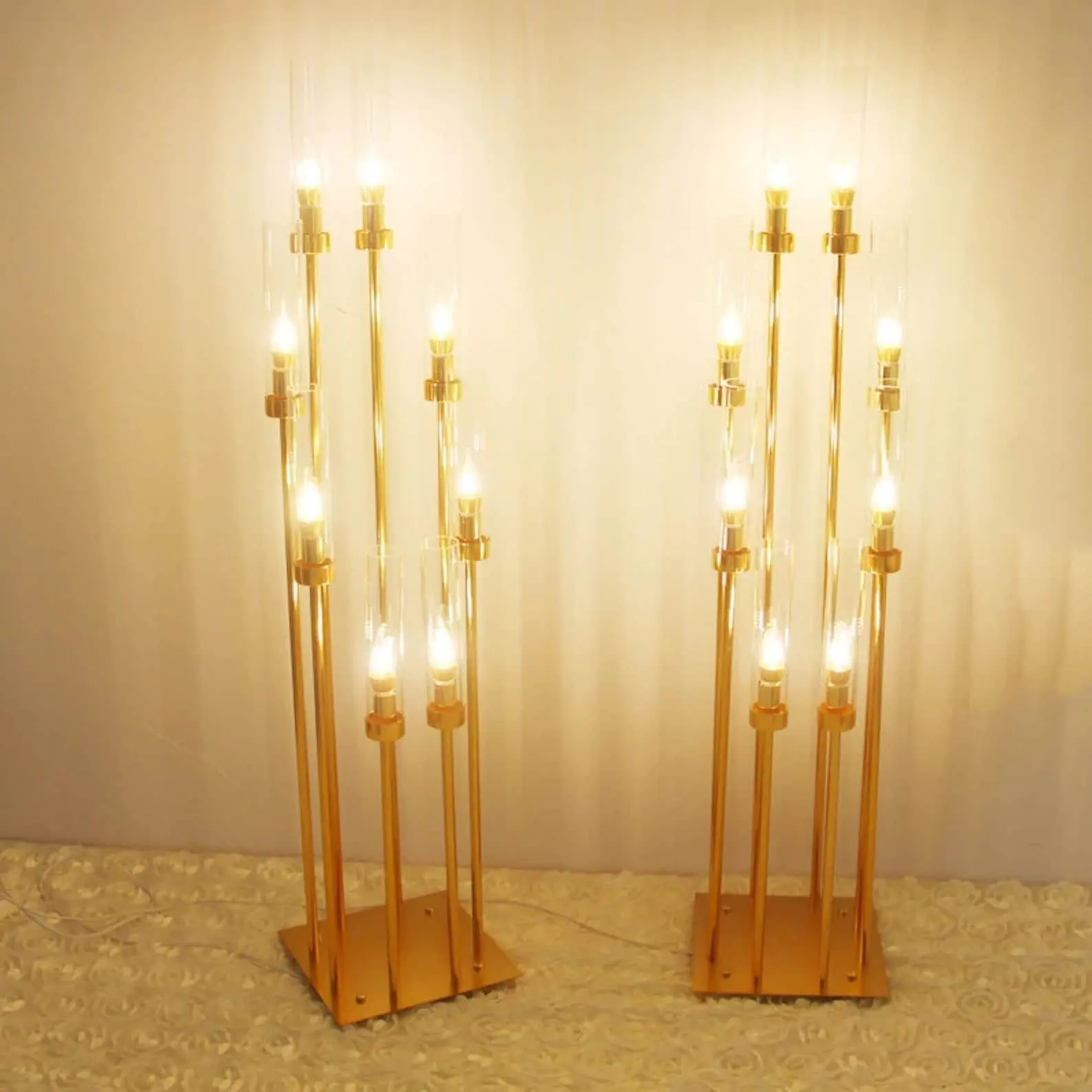 Décoration de mariage candélabre de table 8 bougeoirs en métal doré décoration de table centres de table bougeoirs
