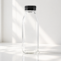Bouteille en verre carrée française de qualité supérieure de 400 ml (40 cl, 13,5 oz) pour jus et lait pour bébés, avec bouchon inviolable