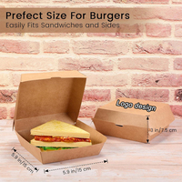 Boîte à hamburger en papier kraft brun jetable personnalisée, résistante à la graisse, micro-ondable, pour emballage de hamburgers
