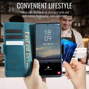 Pour <span class=keywords><strong>Samsung</strong></span> S25 Ultra S24 Plus S23 FE <span class=keywords><strong>S22</strong></span> S21 S20 Couverture <span class=keywords><strong>CaseMe</strong></span> 033 RFID Blocage Portefeuille Vintage En Cuir Antichoc Téléphone Cas - Product Image 4