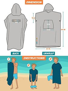 Poncho de surf de microfibra impreso al por mayor toalla personalizada <span class=keywords><strong>bata</strong></span> cambiante con capucha superabsorbente <span class=keywords><strong>para</strong></span> nadar en la <span class=keywords><strong>playa</strong></span> verano - Product Image 5