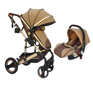 Cochecito de Bebé 3 en 1 de Lujo, Portátil, con Marco Dorado de Algodón y Aleación, Plegable, con Cesta de Transporte, Duradero y Cómodo - Product Image 1