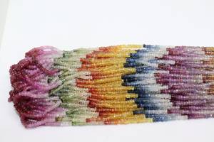 Cuentas Rondelle facetadas de zafiro múltiple de 16 pulgadas, piedras preciosas naturales multicolores, producto a granel hecho a mano - Product Image 2
