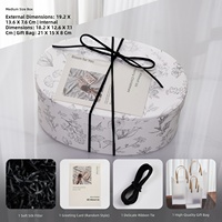 Boîte cadeau ovale de luxe à imprimé floral botanique, tissée à la main, avec logo personnalisé, base et couvercle en papier kraft, emballage boutique haut de gamme