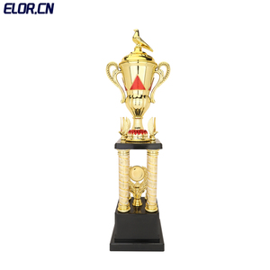 Trofeo Elor de Gran Tamaño, <span class=keywords><strong>Super</strong></span> Premium, de Cuatro Postes, de Metal Dorado, con Varias Figuras, para Competiciones Deportivas de Clase Mundial - Product Image 4