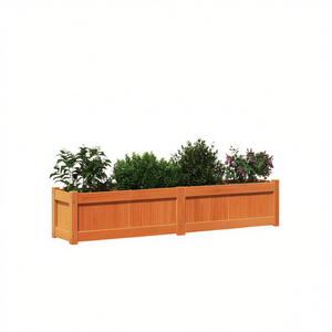 Jardinera de madera de pino macizo de 59.1x12.2x12.2 pulgadas, rectangular, para exteriores, estilo rústico. - Product Image 1