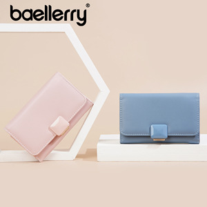 กระเป๋าสตางค์แบบสามพับสำหรับผู้หญิง ยี่ห้อ Baellerry สีแดง หนังแท้ ปิดด้วยกระดุม ใช้งานได้หลากหลาย เหมาะสำหรับใช้ในชีวิตประจำวัน - Product Image 3