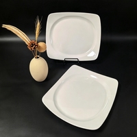Assiette de service carrée brillante en mélamine, logo personnalisé, vaisselle commerciale blanche pour restaurant, hôtel, traiteur