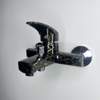 Robinet de douche 3 voies moderne de style hôtelier chinois, en plastique avec finition marbre, à poignée unique, jet de pluie, avec mitigeur et cartouche céramique