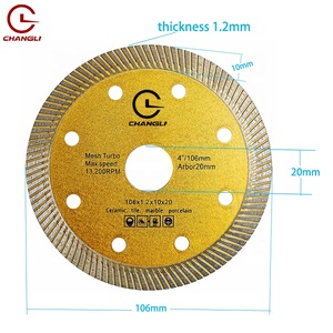 Thiết Kế Mới Lưới Turbo 4Inch 106Mm Siêu Mỏng 1.1Mm 1.2Mm Phân Khúc Độ Dày Kim Cương Saw Blade Cho Cắt Sứ Gạch - Product Image 1