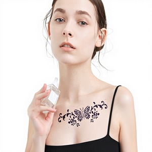 Pochoir autocollant de tatouage temporaire lavable Hollow Juice, en papier artisanal, pour logo personnalisé, corps, visage, motif fleur éolienne - Product Image 2