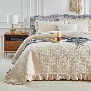 Set <span class=keywords><strong>Copriletto</strong></span> Trapuntato con Volant Stile Rustico Shabby Chic, 3 Pezzi, con Federe, per l'Estate - Product Image 3
