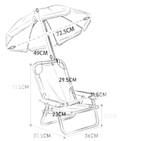 Chaise pliante d'extérieur pour enfants avec parasol, tabouret portable en métal pour camping et plage