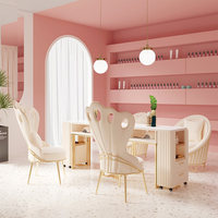 Bureau de manucure de luxe avec étagère latérale mobile, facile à assembler, pour studio de manucure, spa beauté, usage domestique, ensemble de table à ongles