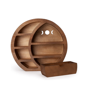 Wholesale Custom Rustic Living Room Display Decor Pine <strong>Moon</strong> Wood Wall <strong>Shelf</strong> For Children - Product Image 6