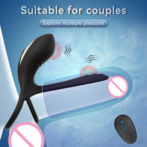 <span class=keywords><strong>Anillo</strong></span> Vibrador Recargable a Prueba de Agua con Doble Motor y 10 Modos de Vibración para Estimulación Peneana y <span class=keywords><strong>Testicular</strong></span> Masculina - Product Image 4