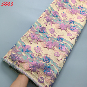 3883 tecnología de tela Jacquard brocado colorido China venta al por mayor hermosa tela Aso Ebi vestido para fiesta tela de encaje coreano - Product Image 1