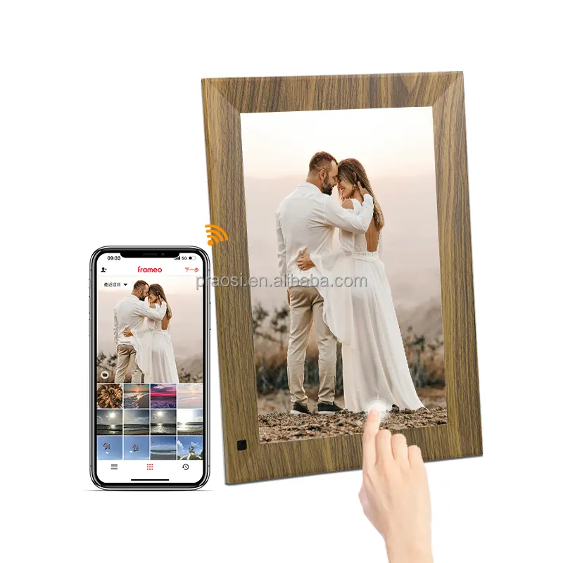 Landscape Portrait Display Auto Rotation WiFi Photo Video Frame Wood Frame Frameo Smart Digital Photo Frame Touch Screen 7 8 10