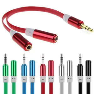 Cable de audio para auriculares de 3,5mm de colores para auriculares, conector 1 macho a 2 hembra, divisor