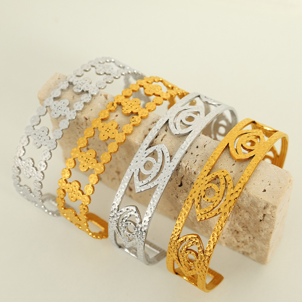 最終値下げ早い者勝ちhuman made bangle gold 2024 New Fashion 18k Gold Plated Stainless Steel Tarnish