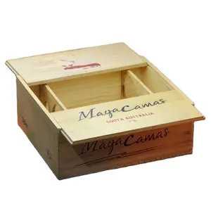 Caja de regalo de vino de madera maciza natural de gran oferta personalizada