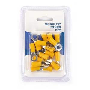 Terminale preisolato giallo, 1,25 mm, diametro 6 mm, 20 unità per blister, ideale per connessioni elettriche sicure e - Product Image 1