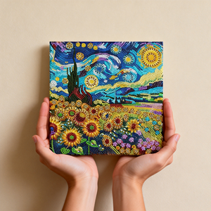 Kit Fai-da-Te per Pittura in Cristallo 5D, Stile Notte Stellata di Van Gogh <span class=keywords><strong>con</strong></span> Grandi <span class=keywords><strong>Girasoli</strong></span> Gialli per Decorazione Murale - Product Image 5