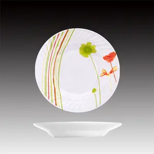 Manufacturer 7 Inch Opal Glass Deep Soup Plates With Decal Flower Glass Dinner Plate Stock White Opal Glassware For Restaurant