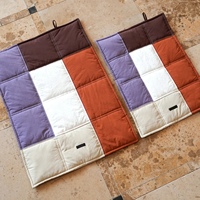 Coussin de voyage matelassé imperméable et portable pour chien et chat, petit et moyen, avec blocs de couleur, pour siège de voiture, camping et extérieur