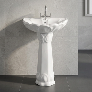 New Modern Ceramic Decorative Wash Basin with Pedestal Set - Floor Mounted Freestanding, Europe Style Bathroom Sanitary Ware - Product Image 1